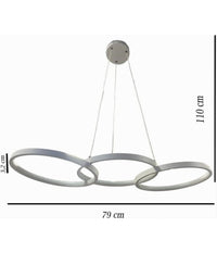 Lampadario A Sospensione Da Soffitto 3 Anelli Tre Tonalità  Di Colore 40w B63-b3c         