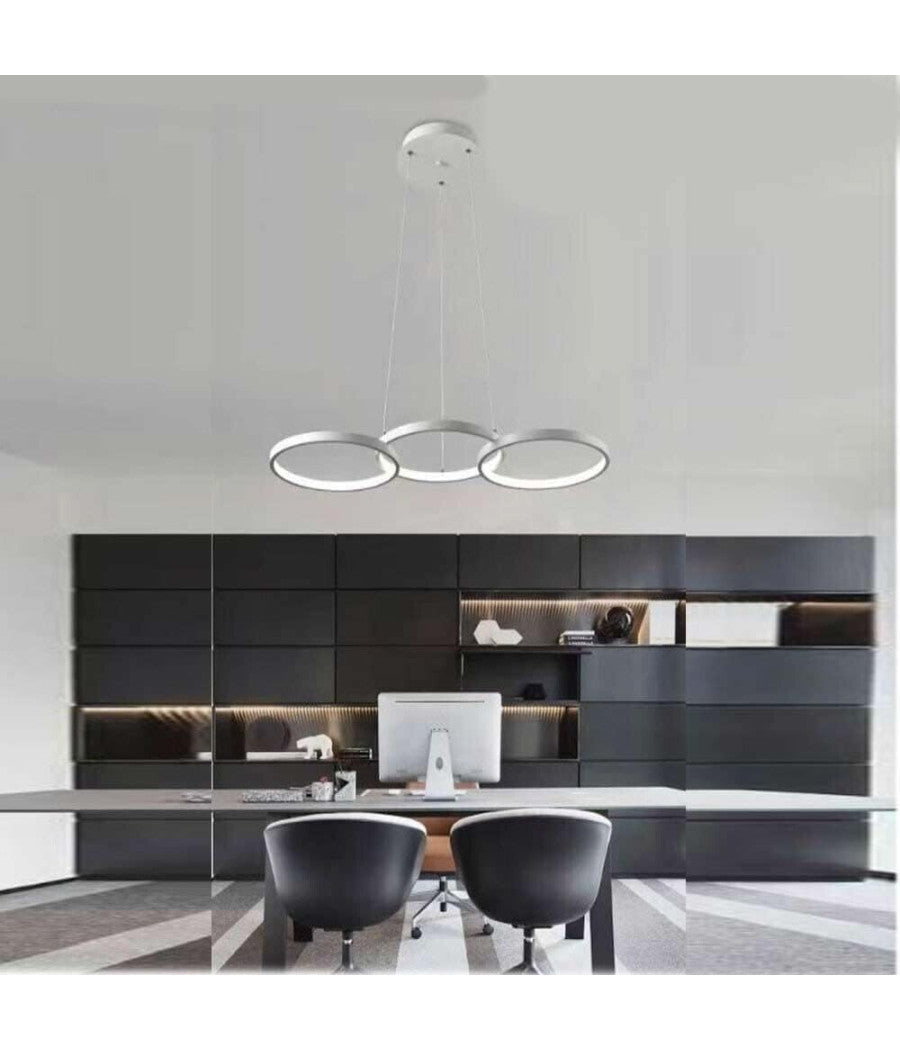 Lampadario A Sospensione Da Soffitto 3 Anelli Tre Tonalità  Di Colore 40w B63-b3c         