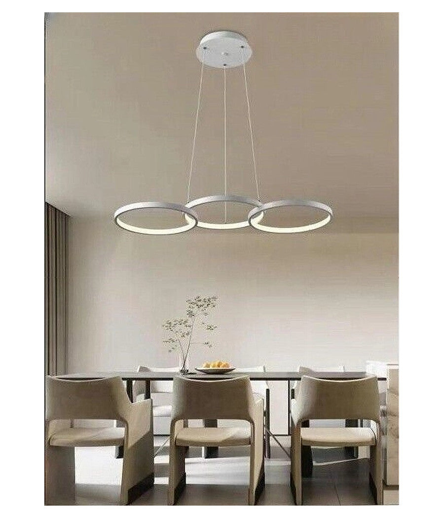 Lampadario A Sospensione Da Soffitto 3 Anelli Tre Tonalità  Di Colore 40w B63-b3c         