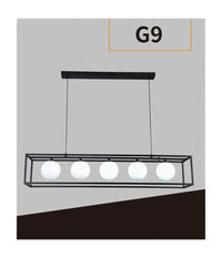 Lampadario A Sospensione Da Soffitto Contemporaneo Nero Con 5 Sfere Vetro G9 B89         