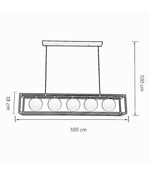 Lampadario A Sospensione Da Soffitto Contemporaneo Nero Con 5 Sfere Vetro G9 B89         