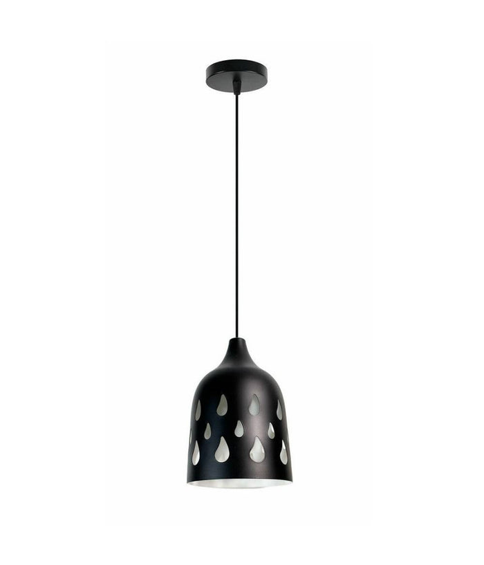 Trade Shop - Lampadario A Sospensione Da Soffitto Traforato E27 Punto Luce Bianco E Nero -
