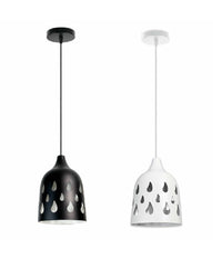 Trade Shop - Lampadario A Sospensione Da Soffitto Traforato E27 Punto Luce Bianco E Nero -