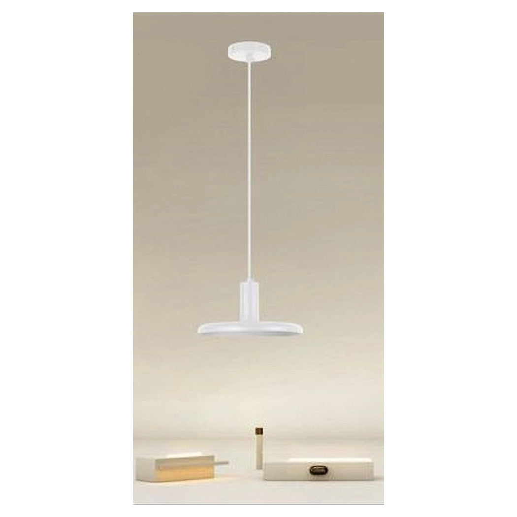 Trade Shop - Lampadario A Sospensione Design Moderno Con Paralume In Ferro Bianco E27 Ip20 33740         