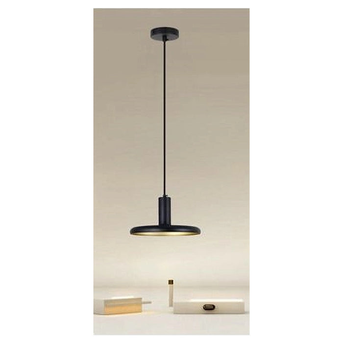 Trade Shop - Lampadario A Sospensione Design Moderno Con Paralume In Ferro Nero Oro E27 Ip20 33757         