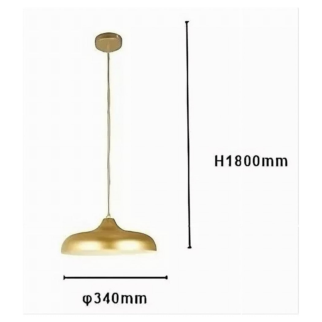 Trade Shop - Lampadario A Sospensione Design Moderno E27 Paralume Ferro Cupola Oro Bianco 33337         
