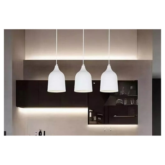 Trade Shop - Lampadario A Sospensione E27 Ferro Paralume Moderno Contemporaneo Campana Bianco 33313         