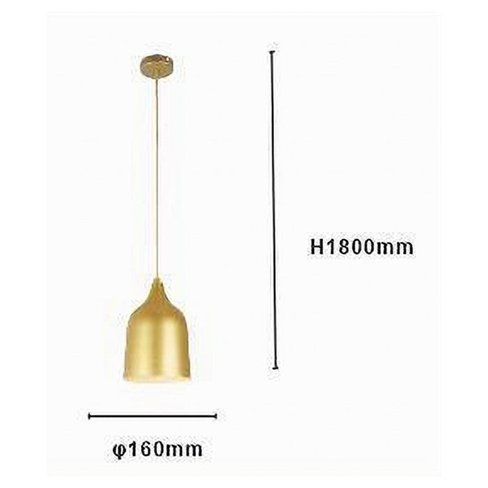 Trade Shop - Lampadario A Sospensione E27 Ferro Paralume Moderno Contemporaneo Campana Oro Bianco 33306         