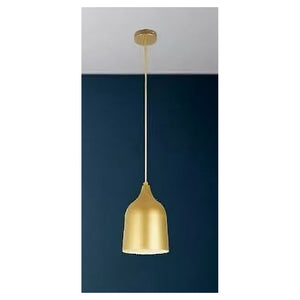 Trade Shop - Lampadario A Sospensione E27 Ferro Paralume Moderno Contemporaneo Campana Oro Bianco 33306         