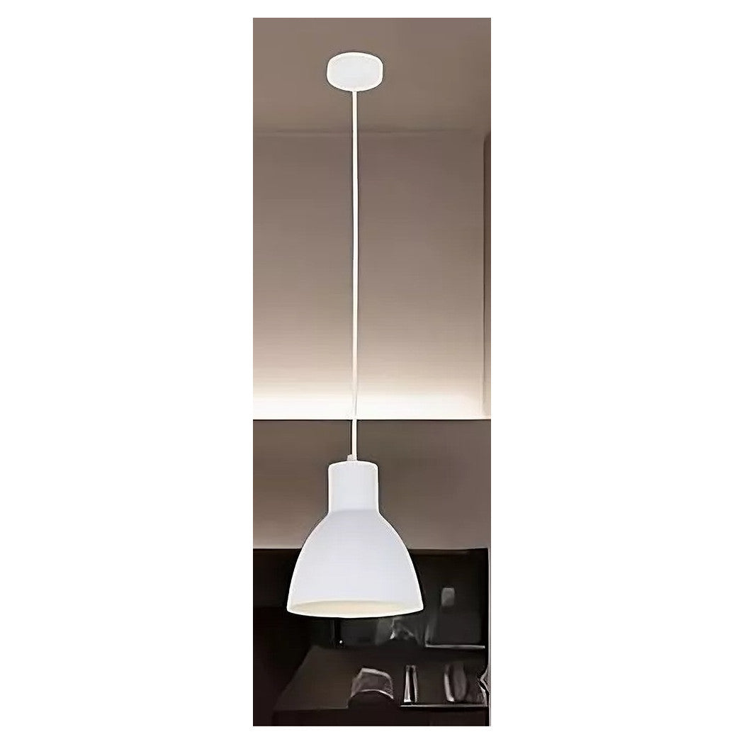Trade Shop - Lampadario A Sospensione E27 Ferro Paralume Moderno Contemporaneo Campanella Bianca 33283         
