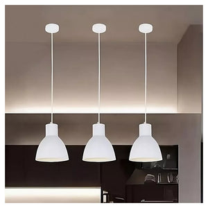 Trade Shop - Lampadario A Sospensione E27 Ferro Paralume Moderno Contemporaneo Campanella Bianca 33283         