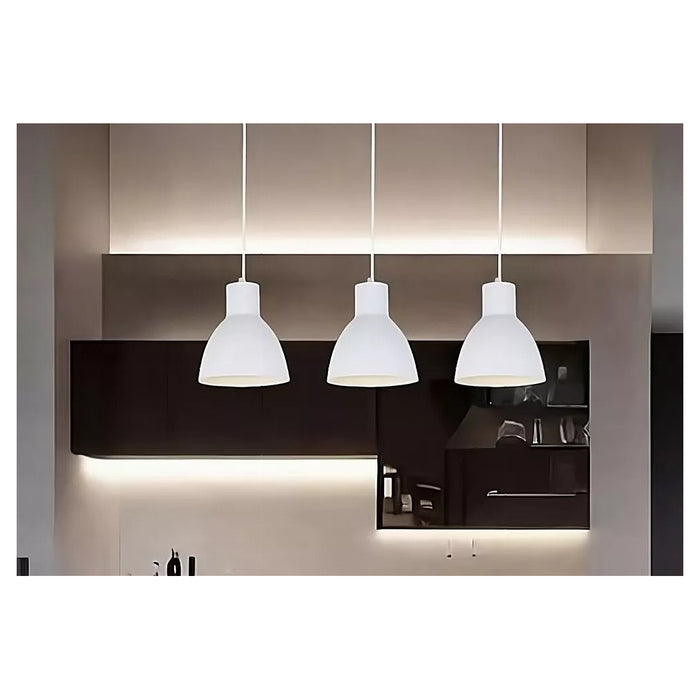 Trade Shop - Lampadario A Sospensione E27 Ferro Paralume Moderno Contemporaneo Campanella Bianca 33283         