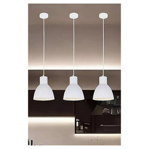 Trade Shop - Lampadario A Sospensione E27 Ferro Paralume Moderno Contemporaneo Campanella Bianca 33283         