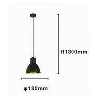 Trade Shop - Lampadario A Sospensione E27 Ferro Paralume Moderno Contemporaneo Campanella Nera Oro 33269         