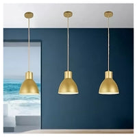 Trade Shop - Lampadario A Sospensione E27 Ferro Paralume Moderno Contemporaneo Campanella Oro Bianco 33276         