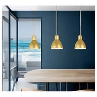 Trade Shop - Lampadario A Sospensione E27 Ferro Paralume Moderno Contemporaneo Campanella Oro Bianco 33276         