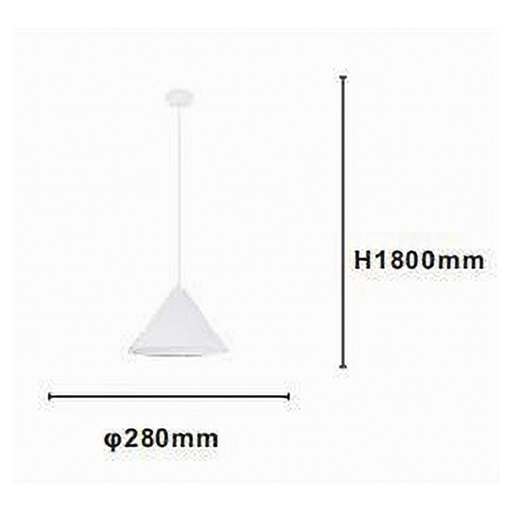 Trade Shop - Lampadario A Sospensione E27 Ferro Paralume Moderno Contemporaneo Cono Bianco 33375         