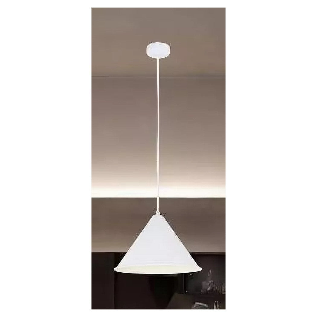 Trade Shop - Lampadario A Sospensione E27 Ferro Paralume Moderno Contemporaneo Cono Bianco 33375         