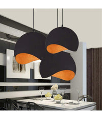 Lampadario A Sospensione In Metallo Pendente Forma Di Guscio D'uovo Luce E27 B93  Nero       