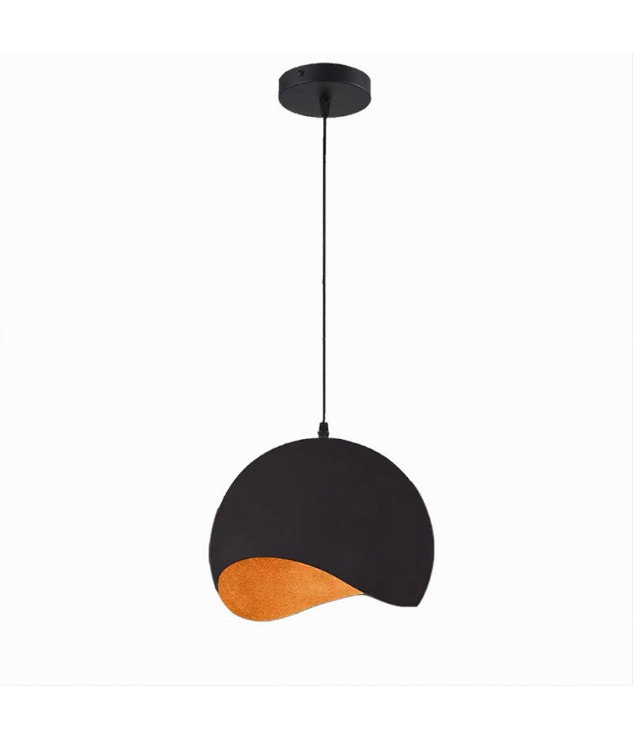 Lampadario A Sospensione In Metallo Pendente Forma Di Guscio D'uovo Luce E27 B93  Nero       