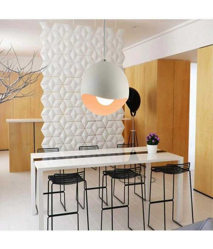 Lampadario A Sospensione In Metallo Pendente Forma Di Guscio D'uovo Luce E27 B93  Bianco       