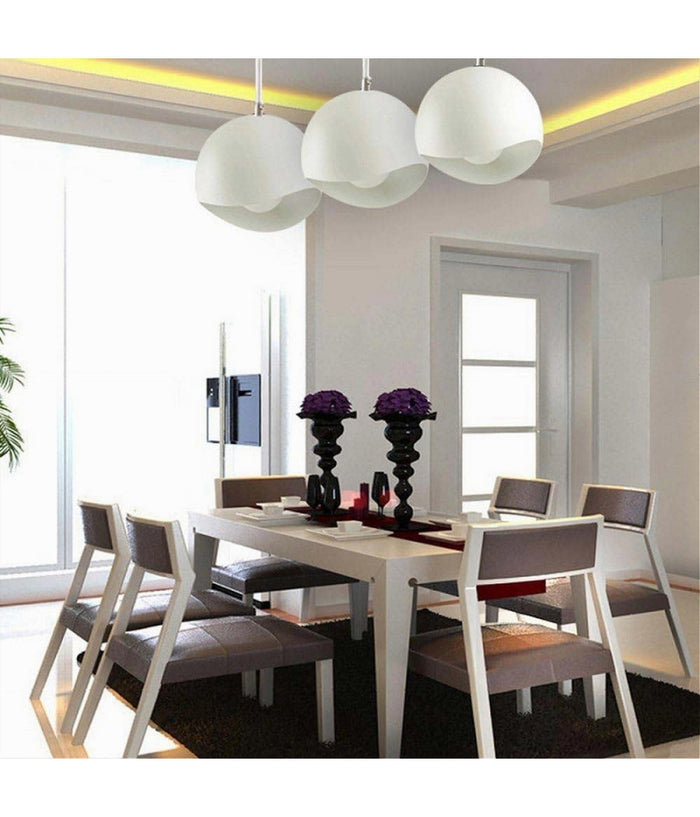 Lampadario A Sospensione In Metallo Pendente Forma Di Guscio D'uovo Luce E27 B93  Bianco       