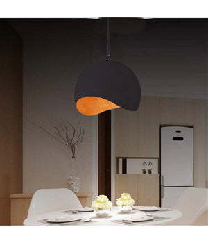 Lampadario A Sospensione In Metallo Pendente Forma Di Guscio D'uovo Luce E27 B93  Nero       