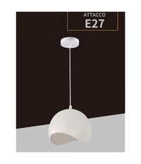 Lampadario A Sospensione In Metallo Pendente Forma Di Guscio D'uovo Luce E27 B93  Bianco       