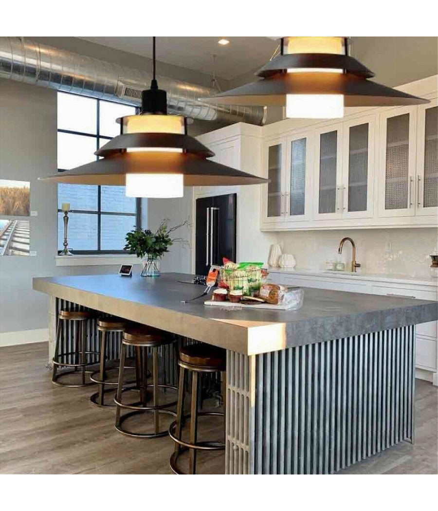 Lampadario A Sospensione Industriale E27 Lampada Pendente Vintage Retrò Lp-88  Nero       