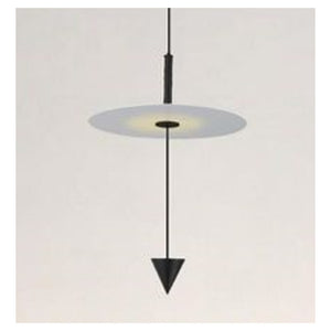Trade Shop - Lampadario A Sospensione Lampada 12w Luce Led 4000k Disco Bianco ø23cm Cono Nero 32996         