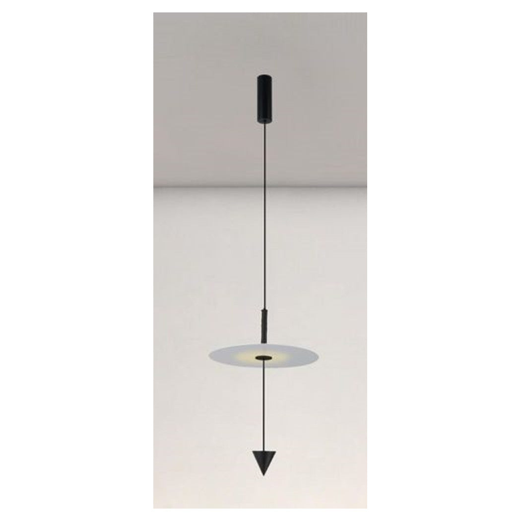 Trade Shop - Lampadario A Sospensione Lampada 12w Luce Led 4000k Disco Bianco ø23cm Cono Nero 32996         