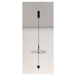Trade Shop - Lampadario A Sospensione Lampada 12w Luce Led 4000k Disco Bianco ø23cm Cono Nero 32996         