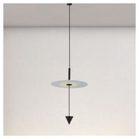 Trade Shop - Lampadario A Sospensione Lampada 12w Luce Led 4000k Disco Bianco ø23cm Cono Nero 32996         