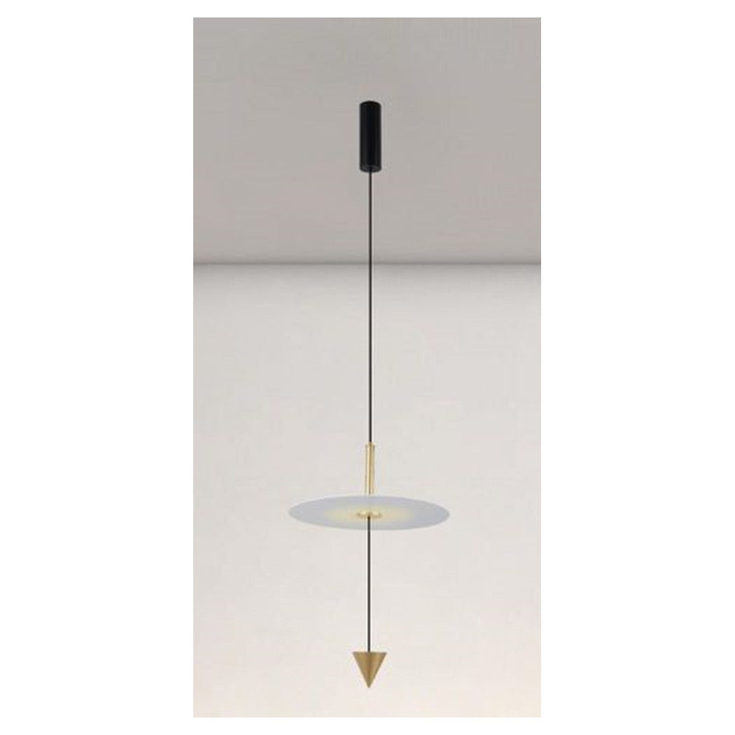 Trade Shop - Lampadario A Sospensione Lampada 12w Luce Led 4000k Disco Bianco ø23cm Cono Oro 32016         