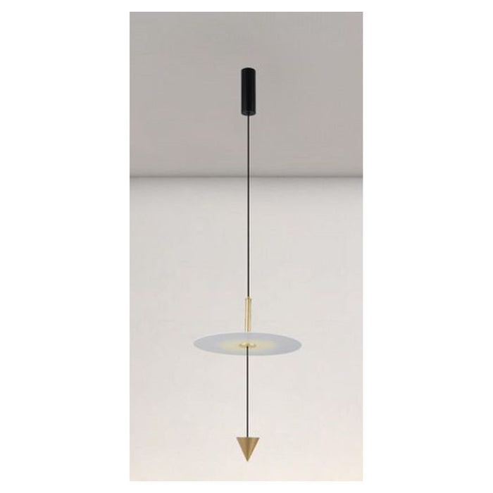 Trade Shop - Lampadario A Sospensione Lampada 12w Luce Led 4000k Disco Bianco ø23cm Cono Oro 32016         