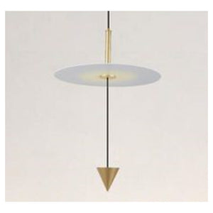 Trade Shop - Lampadario A Sospensione Lampada 12w Luce Led 4000k Disco Bianco ø23cm Cono Oro 32016         