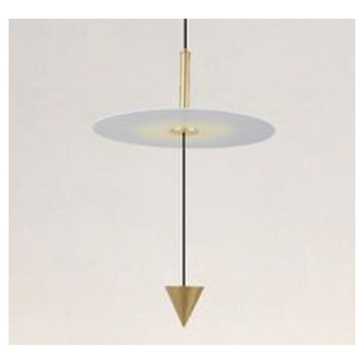Trade Shop - Lampadario A Sospensione Lampada 12w Luce Led 4000k Disco Bianco ø23cm Cono Oro 32016         