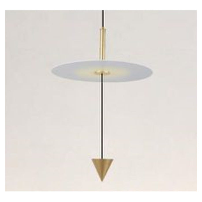 Trade Shop - Lampadario A Sospensione Lampada 12w Luce Led 4000k Disco Bianco ø23cm Cono Oro 32016         