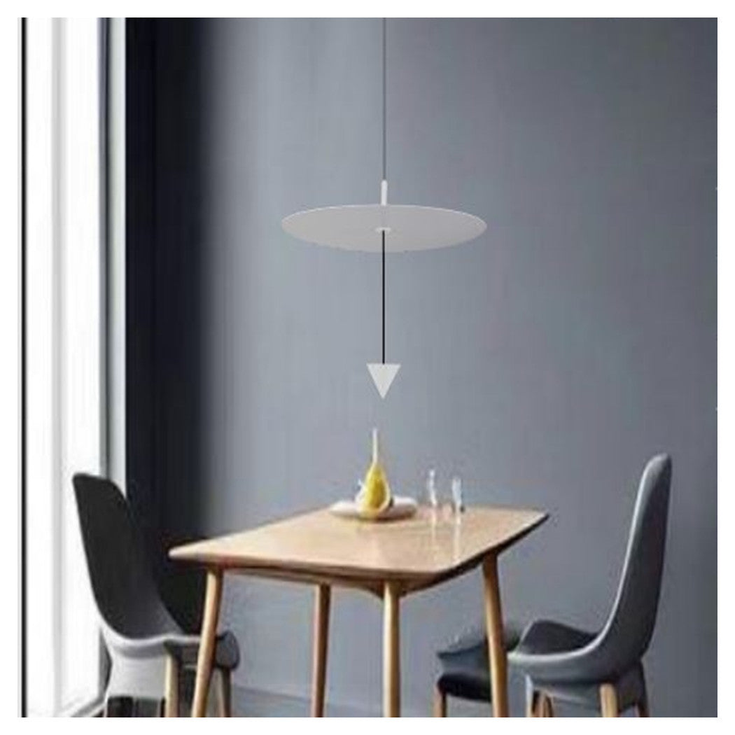 Trade Shop - Lampadario A Sospensione Lampada 12w Luce Led 4000k Disco ø23.5cm Cono Bianco 32972         