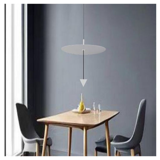 Trade Shop - Lampadario A Sospensione Lampada 12w Luce Led 4000k Disco ø23.5cm Cono Bianco 32972         