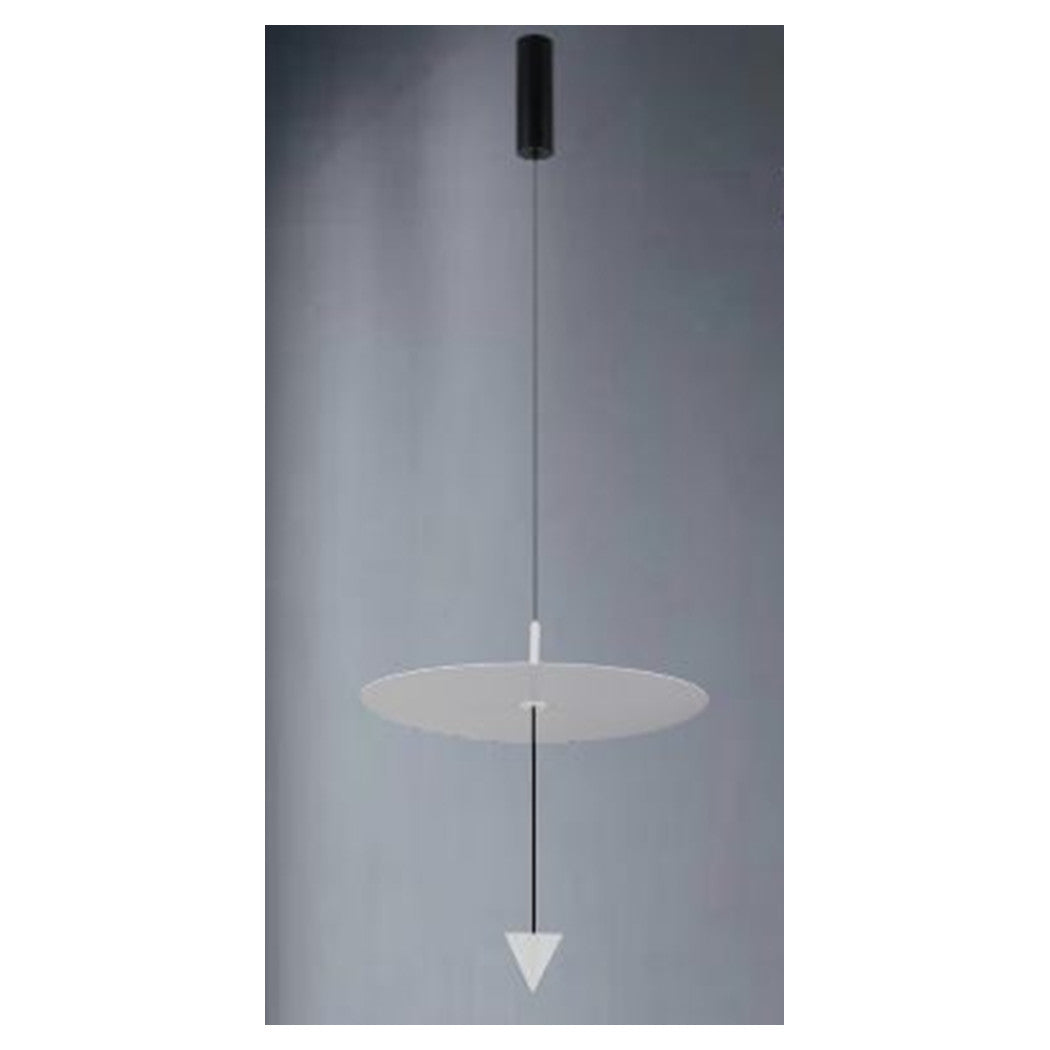 Trade Shop - Lampadario A Sospensione Lampada 12w Luce Led 4000k Disco ø23.5cm Cono Bianco 32972         