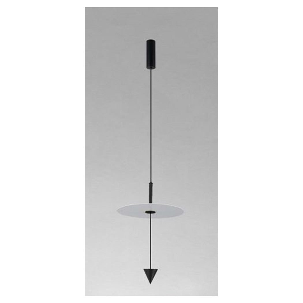 Trade Shop - Lampadario A Sospensione Lampada 12w Luce Led 6500k Disco Bianco ø23cm Cono Nero 32009         