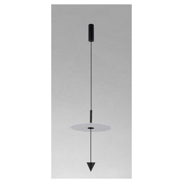 Trade Shop - Lampadario A Sospensione Lampada 12w Luce Led 6500k Disco Bianco ø23cm Cono Nero 32009         