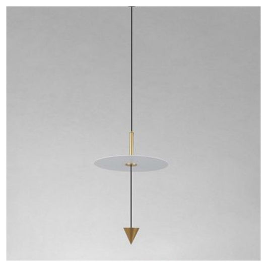 Trade Shop - Lampadario A Sospensione Lampada 12w Luce Led 6500k Disco Bianco ø23cm Cono Oro 33023         