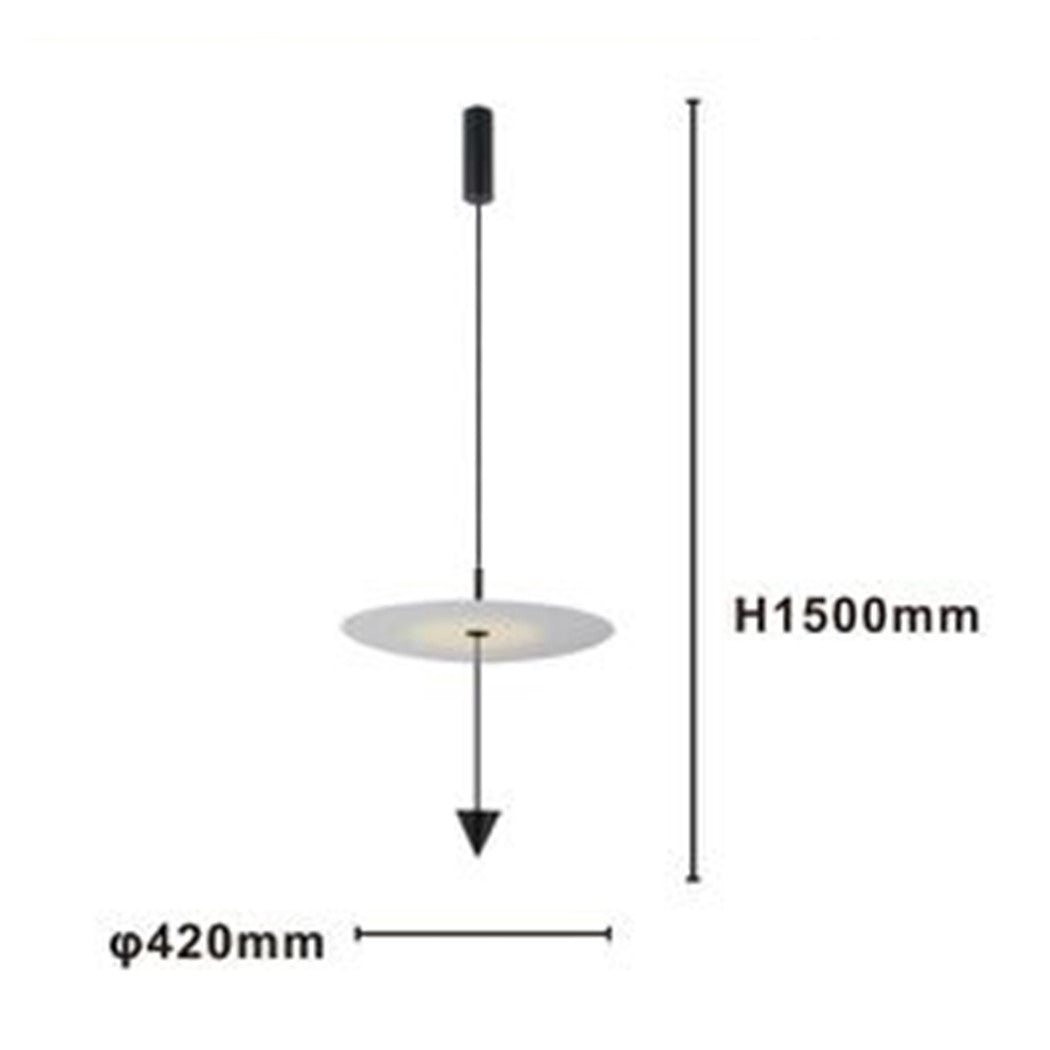 Trade Shop - Lampadario A Sospensione Lampada 18w Luce Led 4000k Disco Bianco ø42cm Cono Nero 33054         