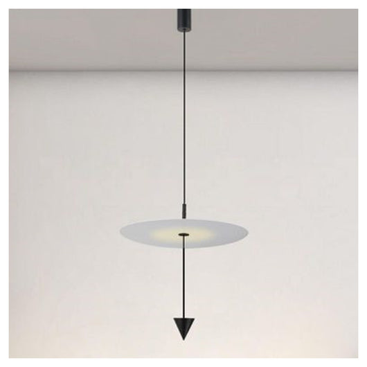 Trade Shop - Lampadario A Sospensione Lampada 18w Luce Led 4000k Disco Bianco ø42cm Cono Nero 33054         