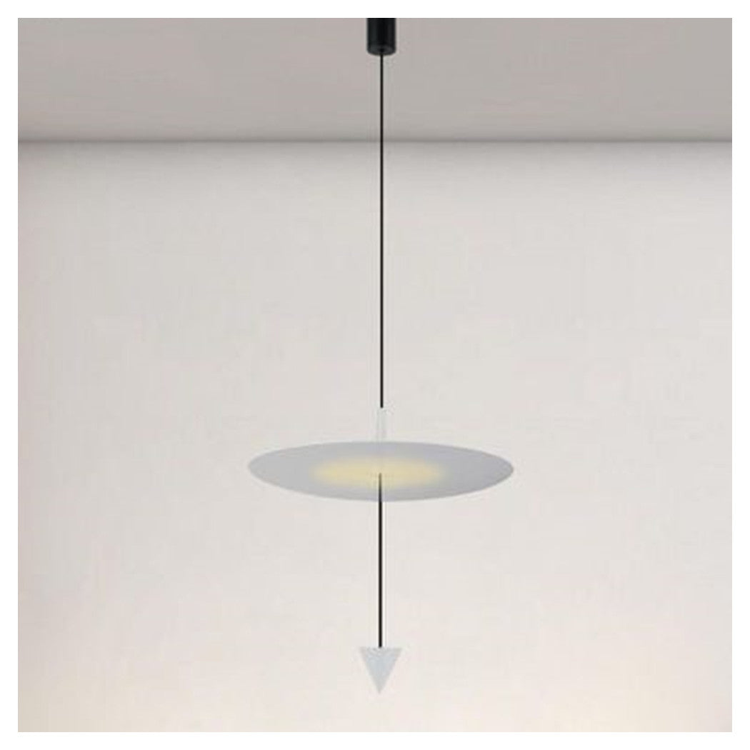 Trade Shop - Lampadario A Sospensione Lampada 18w Luce Led 4000k Disco ø42cm Cono Bianco 33030         