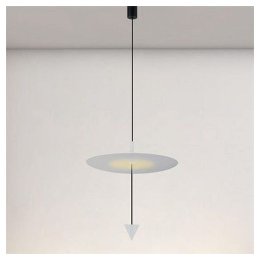 Trade Shop - Lampadario A Sospensione Lampada 18w Luce Led 4000k Disco ø42cm Cono Bianco 33030         
