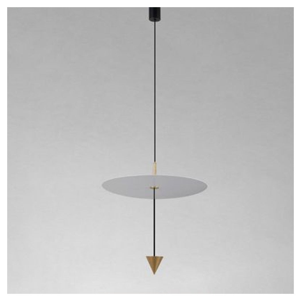 Trade Shop - Lampadario A Sospensione Lampada 18w Luce Led 6500k Disco Bianco ø42cm Cono Oro 33085         