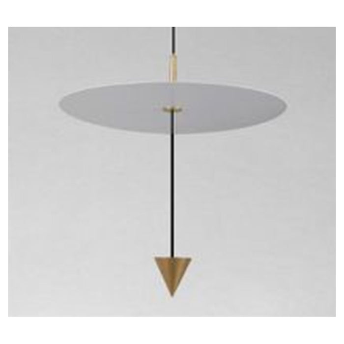 Trade Shop - Lampadario A Sospensione Lampada 18w Luce Led 6500k Disco Bianco ø42cm Cono Oro 33085         